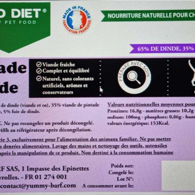 Wield diet 100% guinea fowl turkey 500g