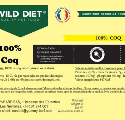 Wild Diet chats,  100 % Coq 950 g